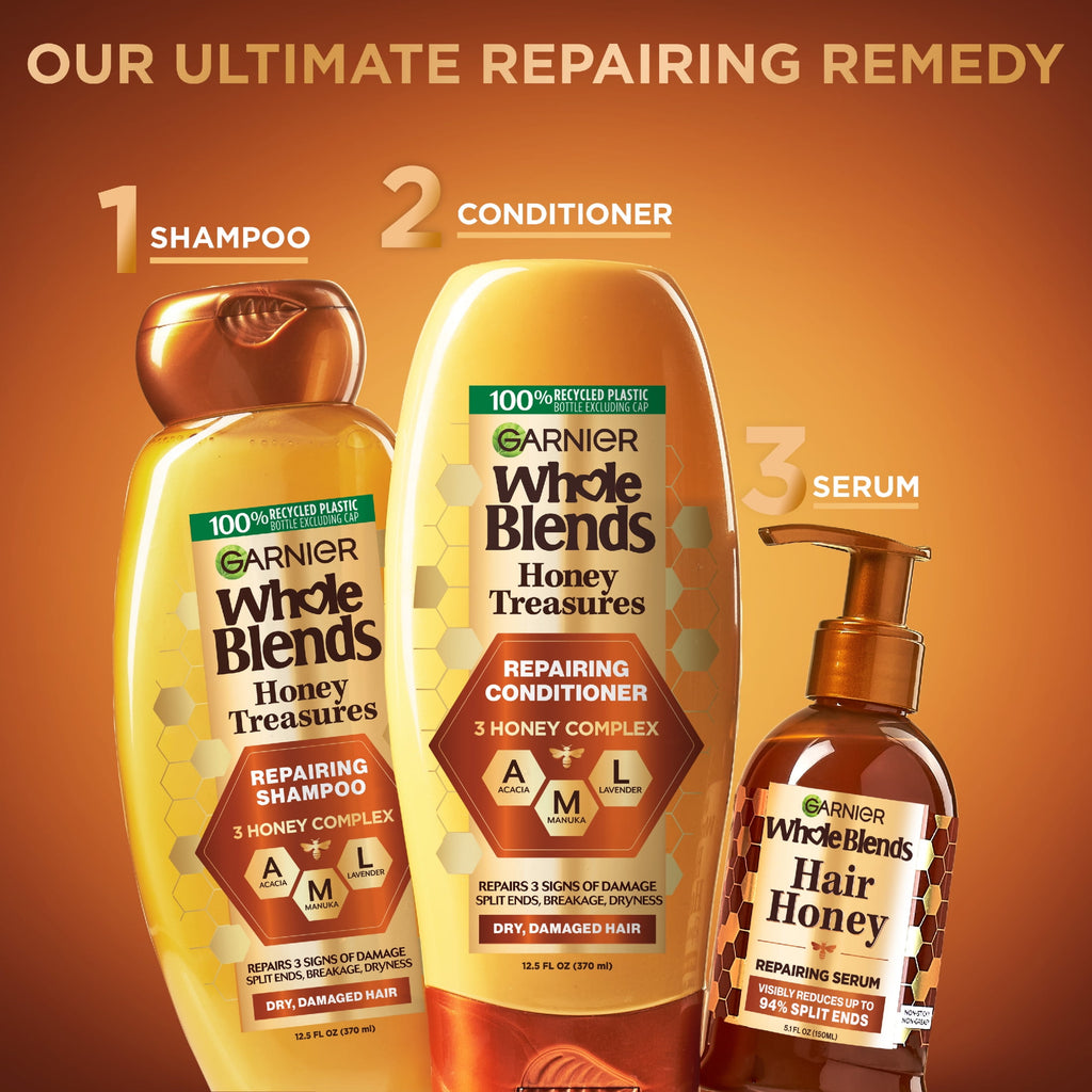 Garnier Whole Blends Repairing Conditioner with Honey Beeswax, 3 fl oz