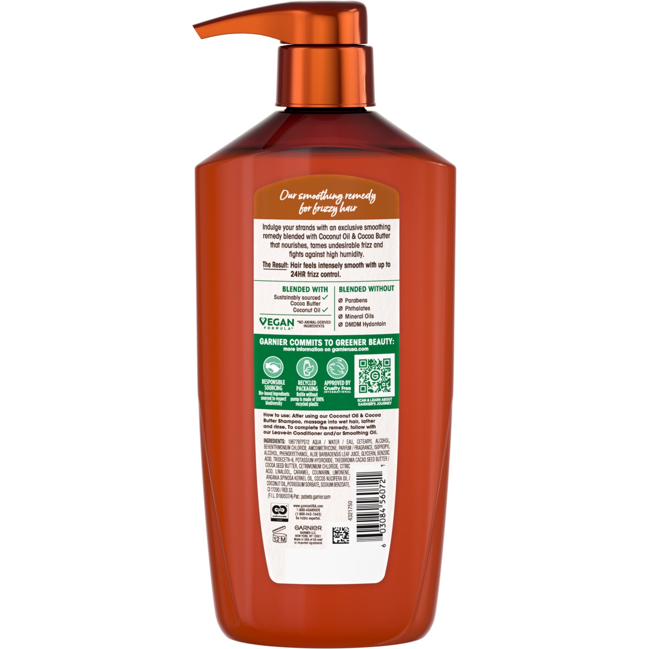 Garnier Whole Blends Frizz Control Conditioner with Coconut Oil Cocoa Butter, All Hair Types 26.6 fl oz