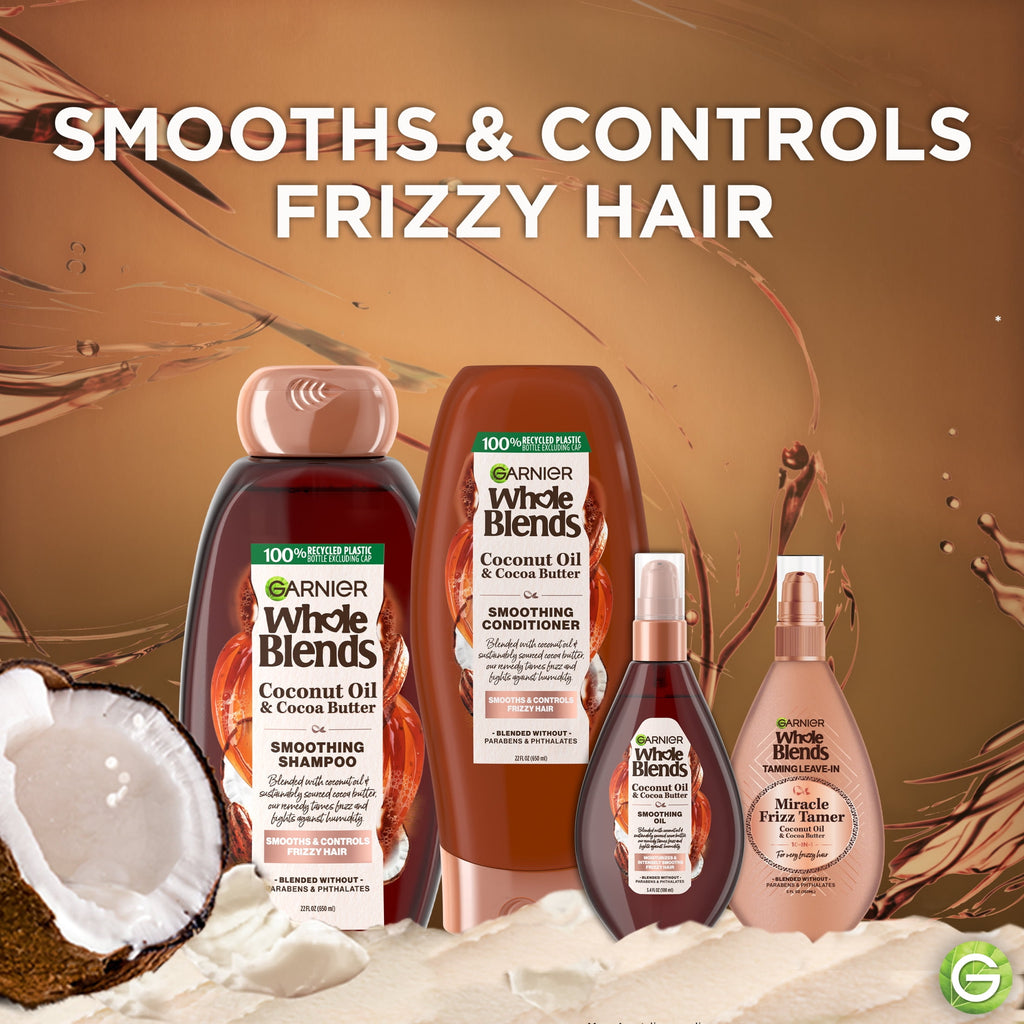Garnier Whole Blends Frizz Control Conditioner with Coconut Oil Cocoa Butter, All Hair Types 26.6 fl oz