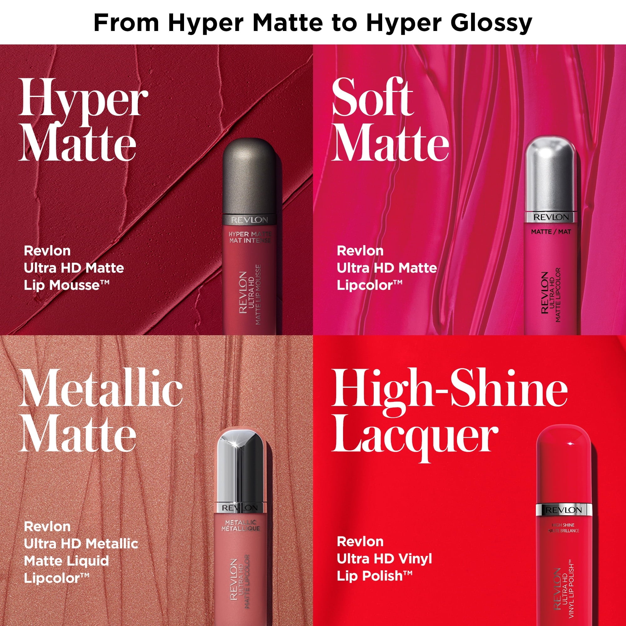 Revlon Ultra HD Metallic Matte Liquid Lipcolor, Liquid Lipstick, 100% Wax-Free, HD Glitz