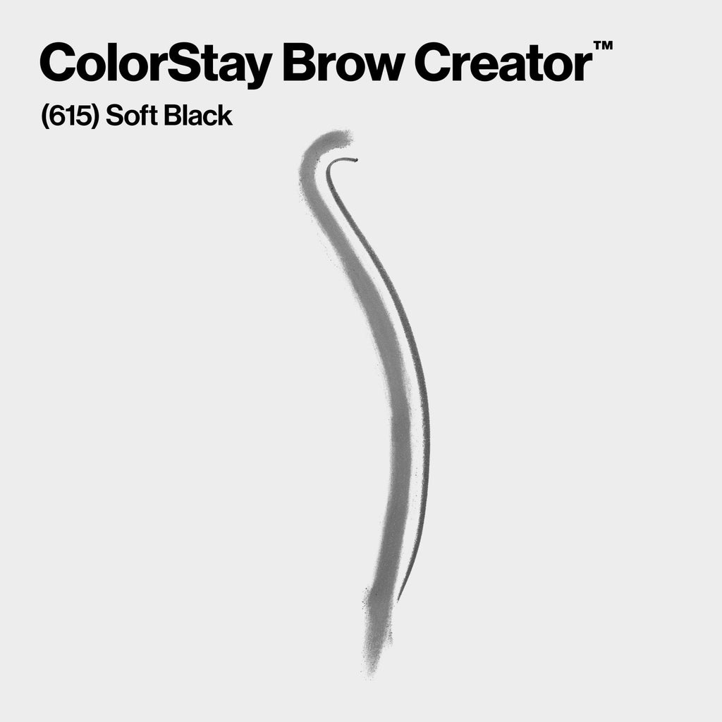 Revlon ColorStay Waterproof Brow Creator, 2-in-1 Eyebrow Pencil & Powder, 615 Soft Black, 0.003 oz