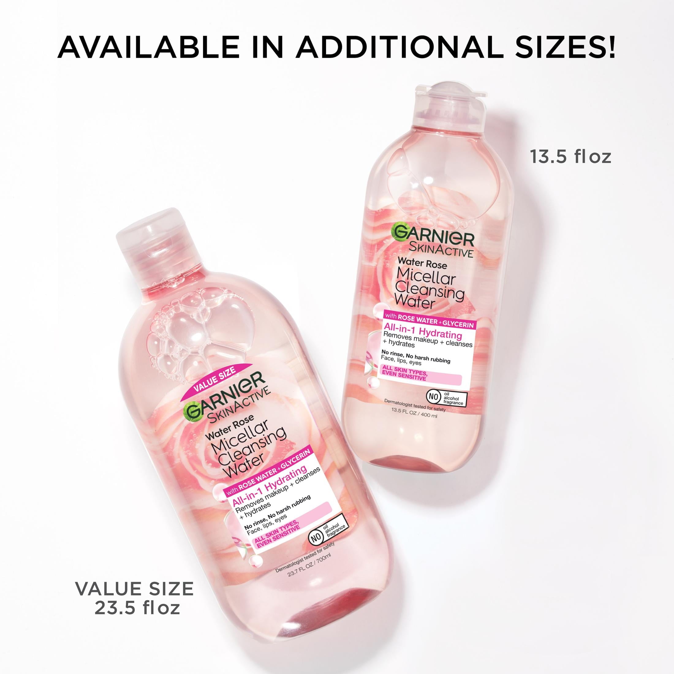 Garnier SkinActive Micellar Cleansing Water All in 1 Hydrating Rose Water Makeup Remover, Face Cleanser, 13.5 fl oz