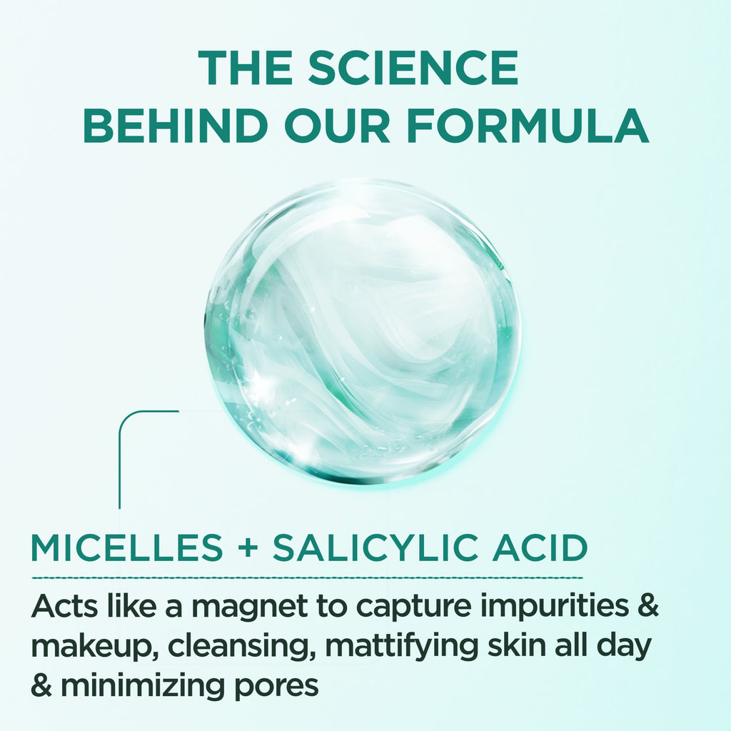 Garnier SkinActive Micellar Cleansing Water All in 1 Salicylic Acid Pore Minimizer Makeup Remover, Face Cleanser, 13.5 fl oz