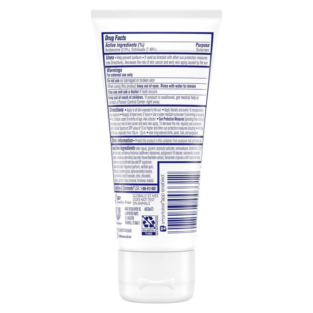 St. Ives Solutions 3-in-1 SPF 25 Moisturizer Hydrates and Balances Oily to Acne Prone Skin, Sheer SPF Clear Skin Made with 100% Natural Tea Tree Extract and Witch Hazel 3 oz