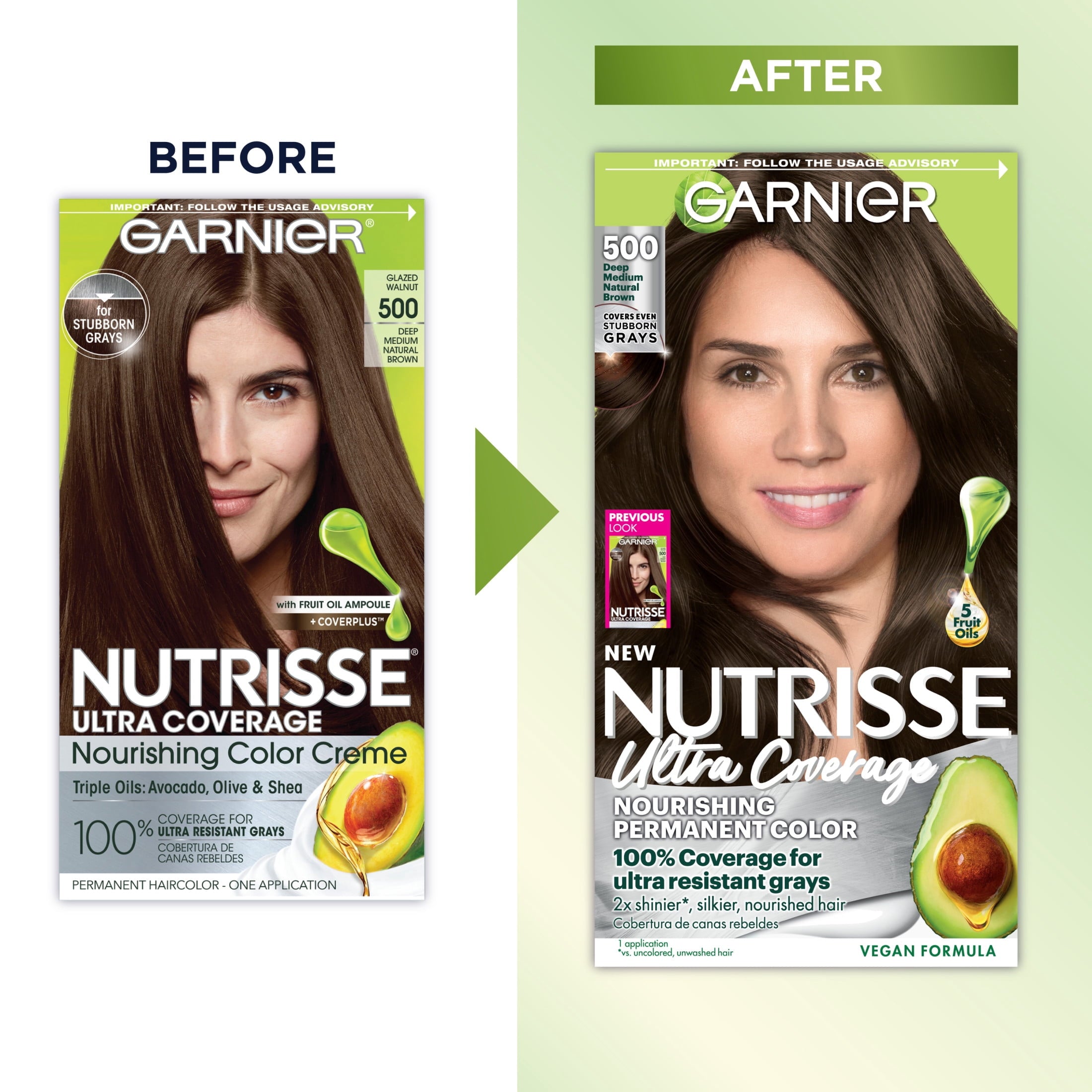 Garnier Nutrisse Nourishing Hair Color Creme 500 Deep Medium Natural Brown