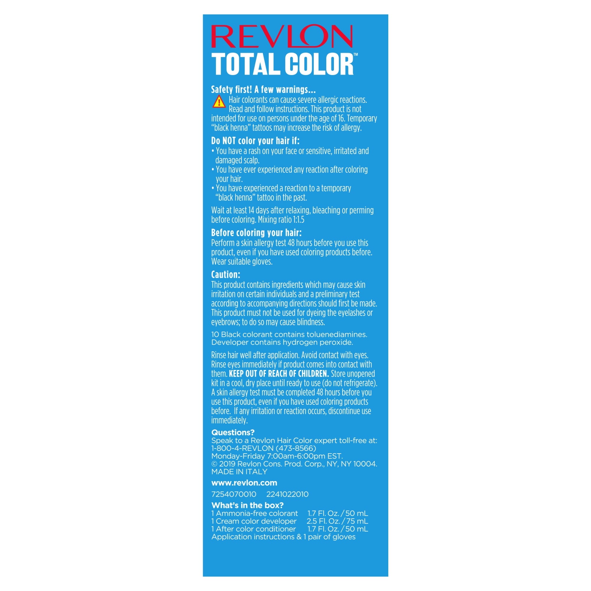Revlon Total Color Permanent Hair Color, Clean and Vegan, 100% Gray Coverage Hair Dye, 10 Black, 5.94 fl oz