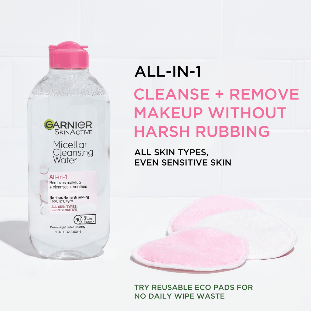 Garnier SkinActive Micellar Cleansing Water All in 1 Makeup Remover, Face Cleanser, 3.4 fl oz