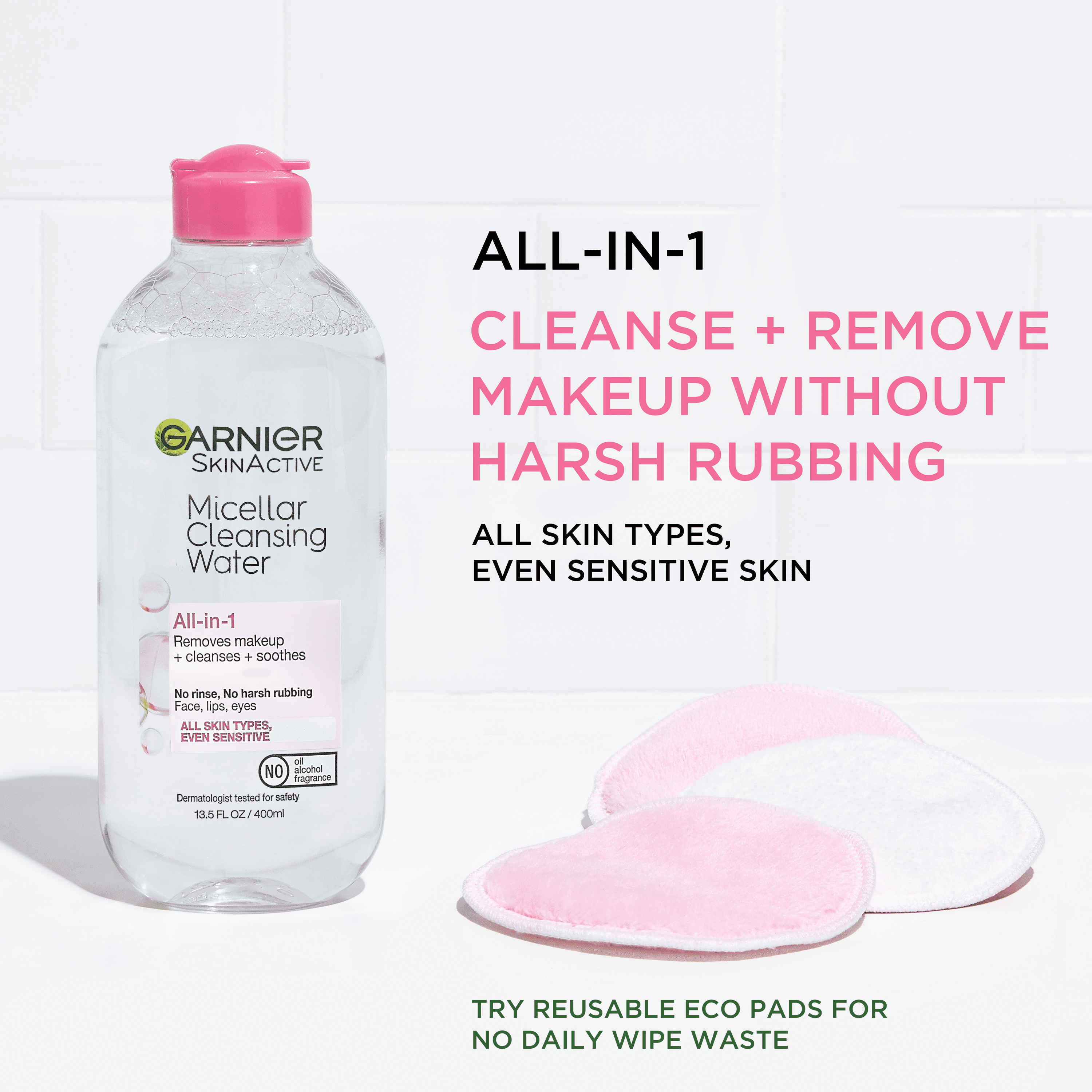 Garnier SkinActive Micellar Cleansing Water All in 1 Makeup Remover, Face Cleanser, 3.4 fl oz