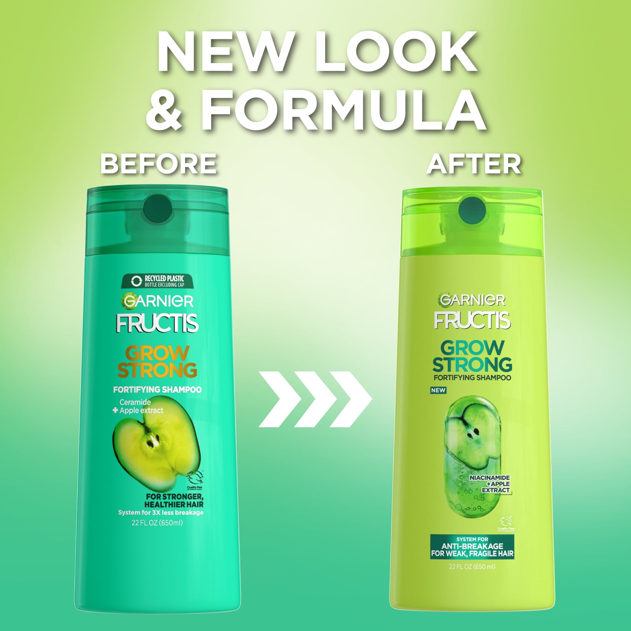 Garnier Fructis Grow Strong Nourishing Shampoo with Ceramide, Apple Extract,  All Hair Types 22 fl oz