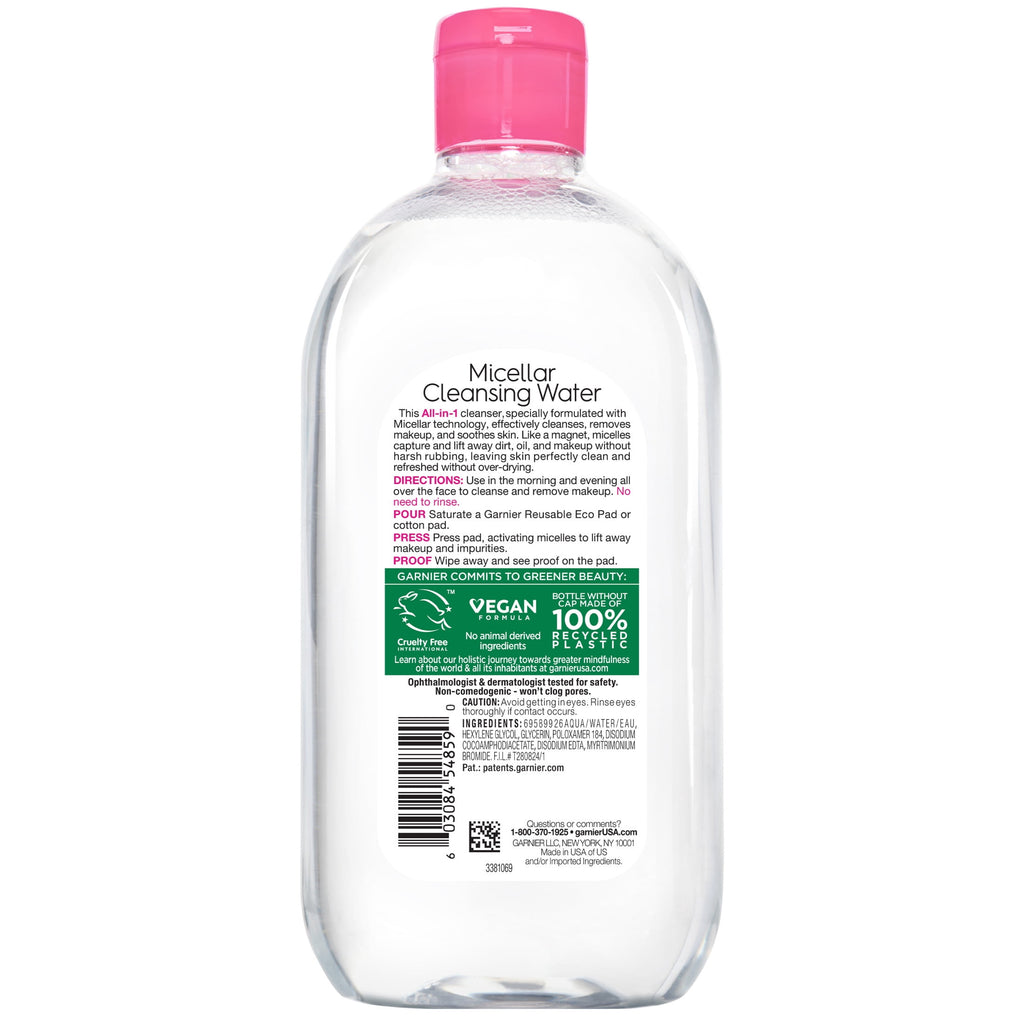 Garnier SkinActive Micellar Cleansing Water All in 1 Makeup Remover, Face Cleanser, 23.7 fl oz