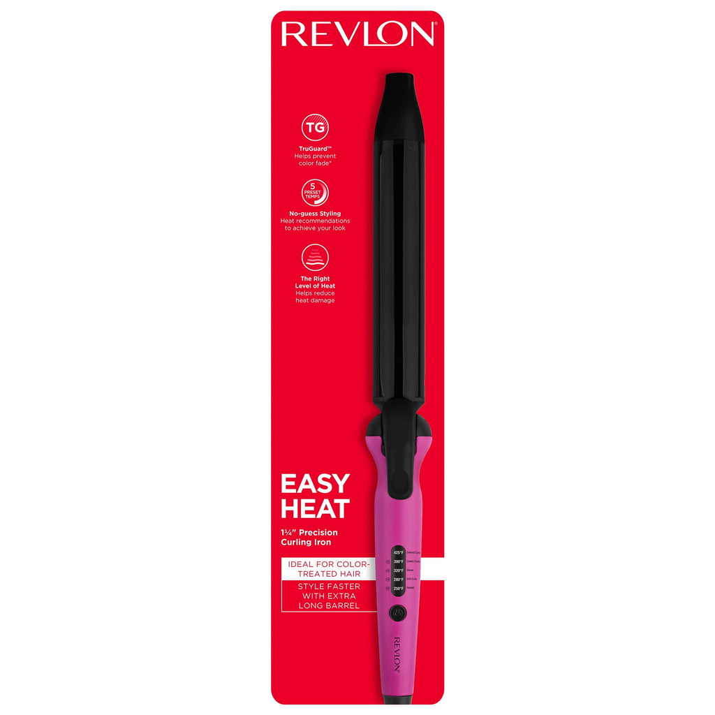 Revlon Easy Heat 1-1/4" Precision Curling Iron, Pink