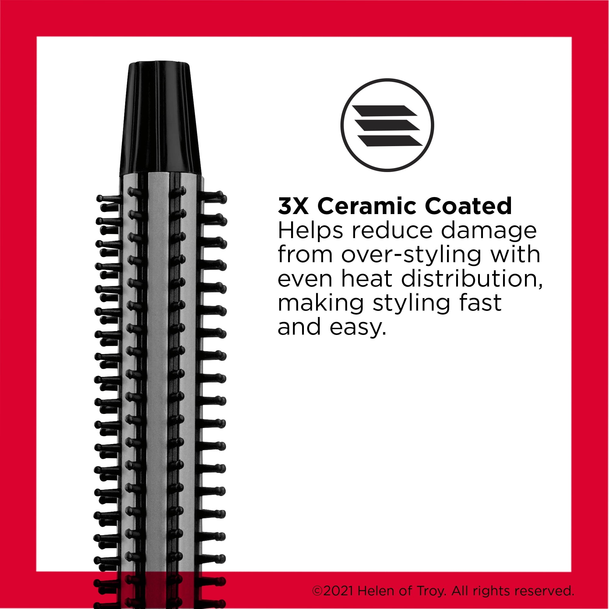 Revlon Perfect Heat 3/4" Triple Ceramic Curling Iron Brush, Black
