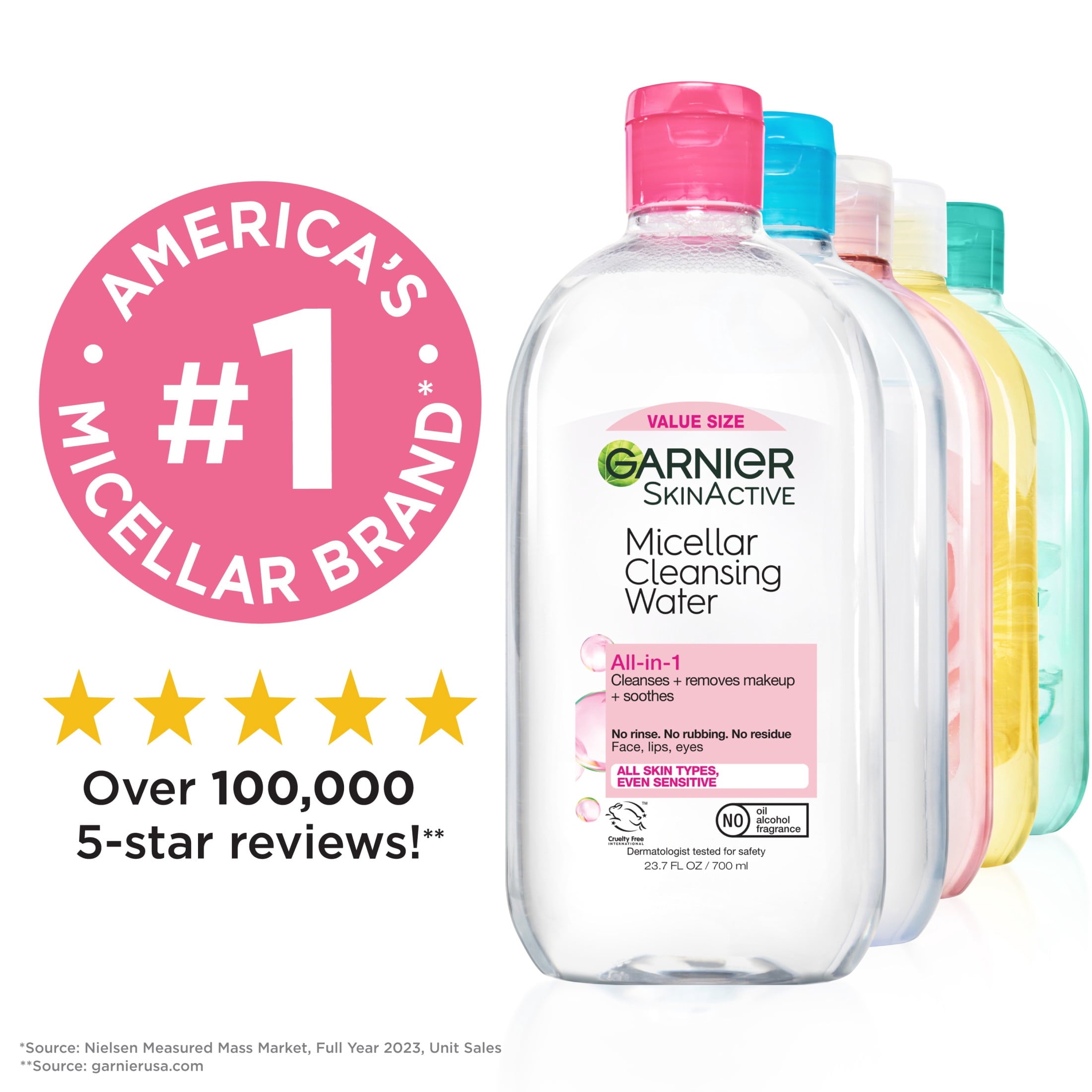 Garnier SkinActive Micellar Cleansing Water All in 1 Makeup Remover, Face Cleanser, 23.7 fl oz