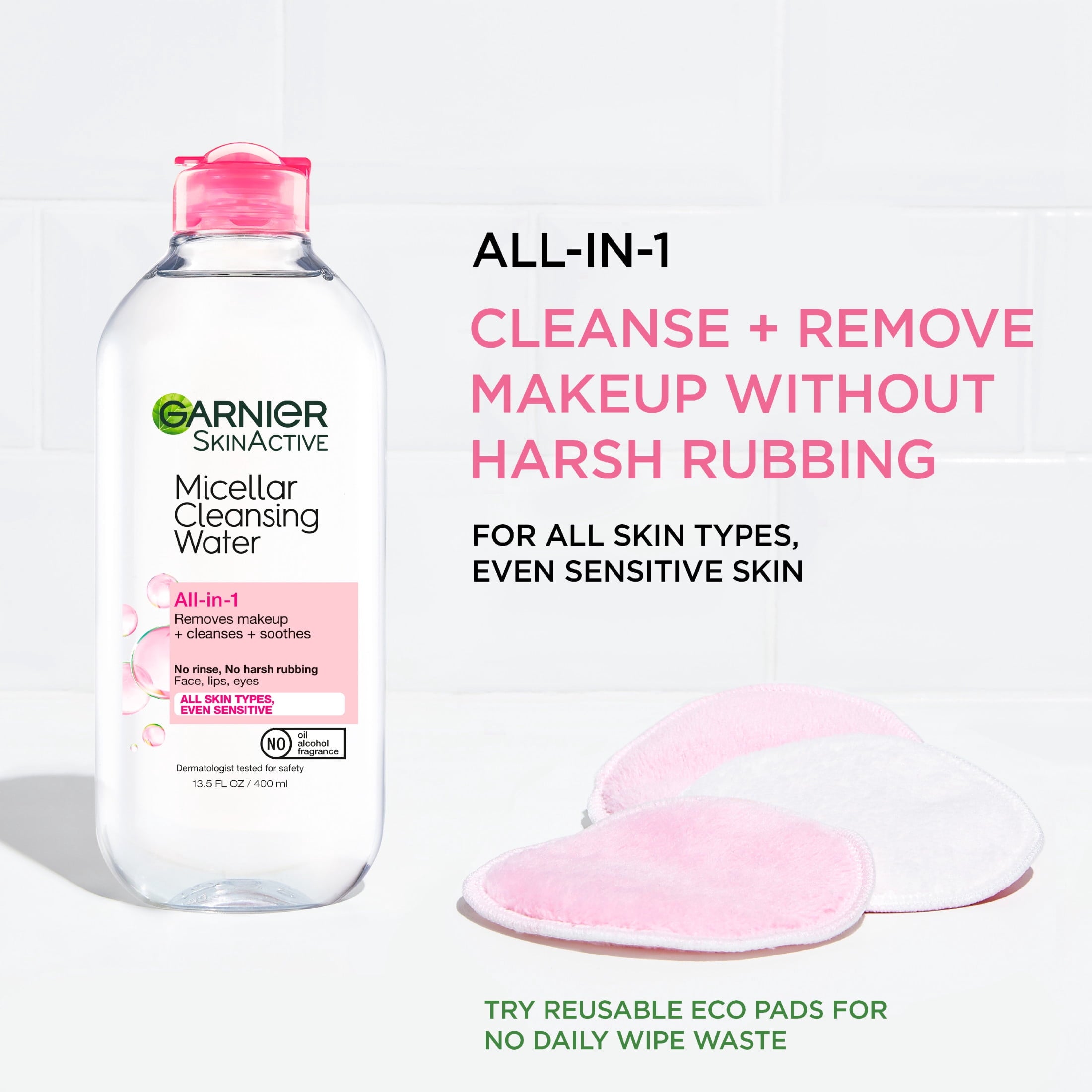 Garnier SkinActive Micellar Cleansing Water All in 1 Makeup Remover, Face Cleanser, 13.5 fl oz