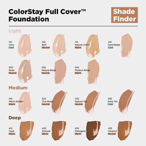 Liquid Foundation by Revlon, ColorStay Face Makeup for Normal and Dry Skin, Longwear Full Coverage with Matte Finish, Oil Free, 320 True Beige, 1.0 Oz