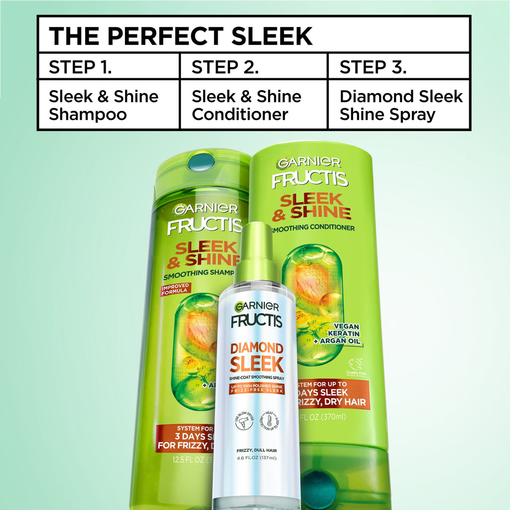 Garnier Fructis Diamond Sleek Shine Spray for Frizzy and Dry Hair, 4.6 fl oz