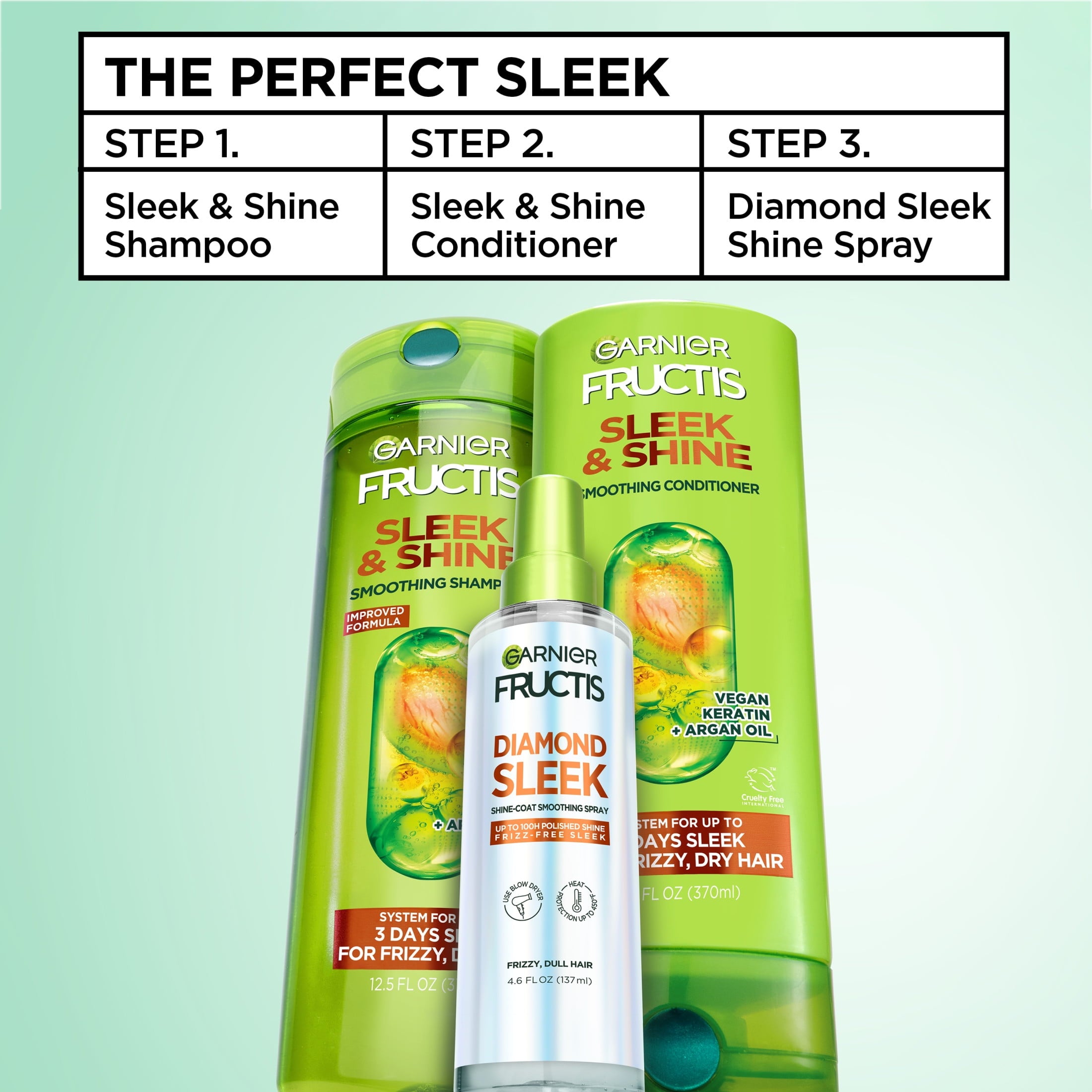 Garnier Fructis Diamond Sleek Shine Spray for Frizzy and Dry Hair, 4.6 fl oz