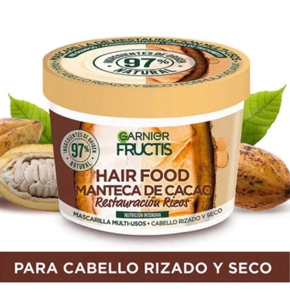 GARNIER FRUCTIS MASCARILLA MULTI-USOS HAIR FOOD MANTECA DE CACAO CABELLO RIZADO Y SECO 350 ML