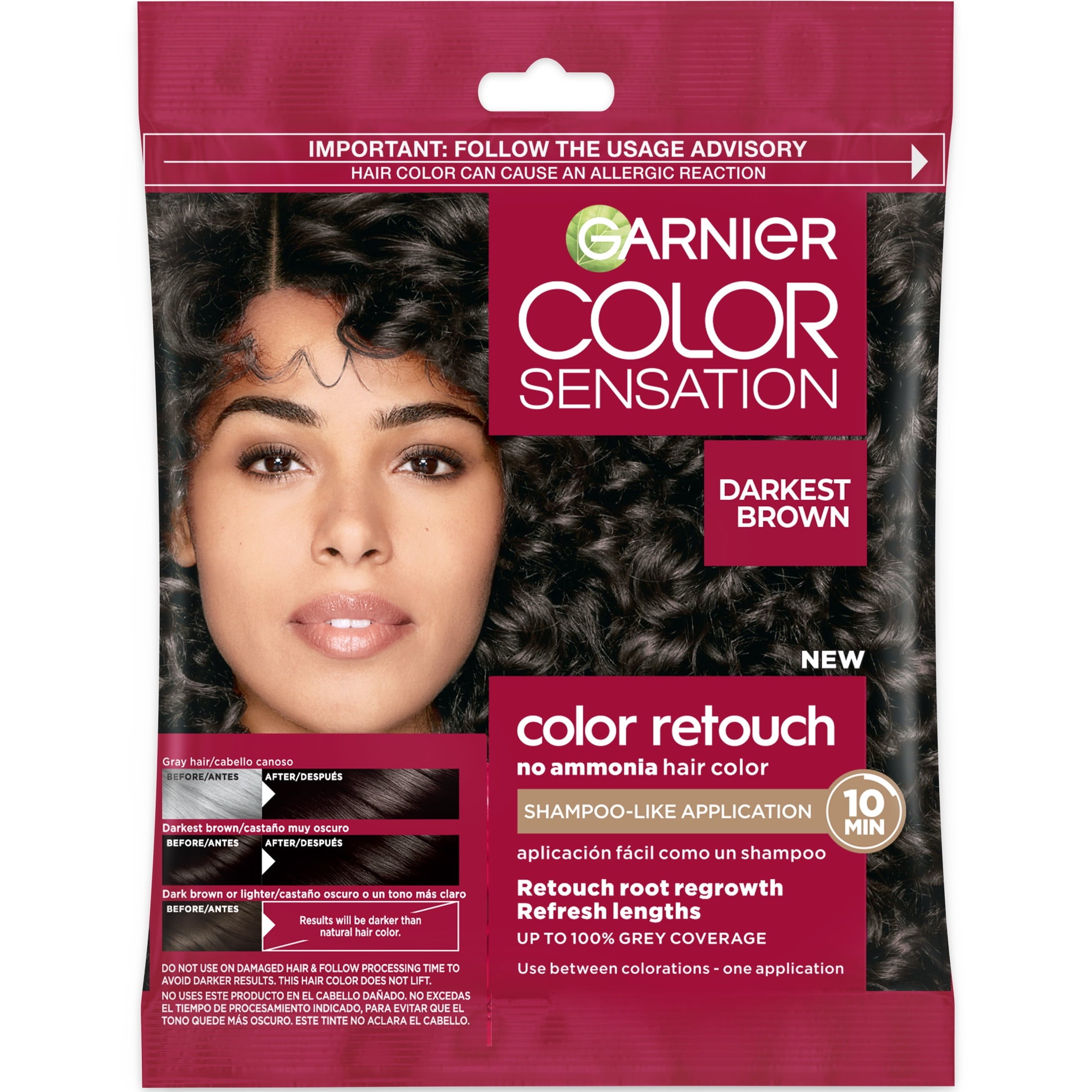 Garnier Color Sensation Retouch Permanent Hair Color for Adults, Darkest Brown, 1 Kit