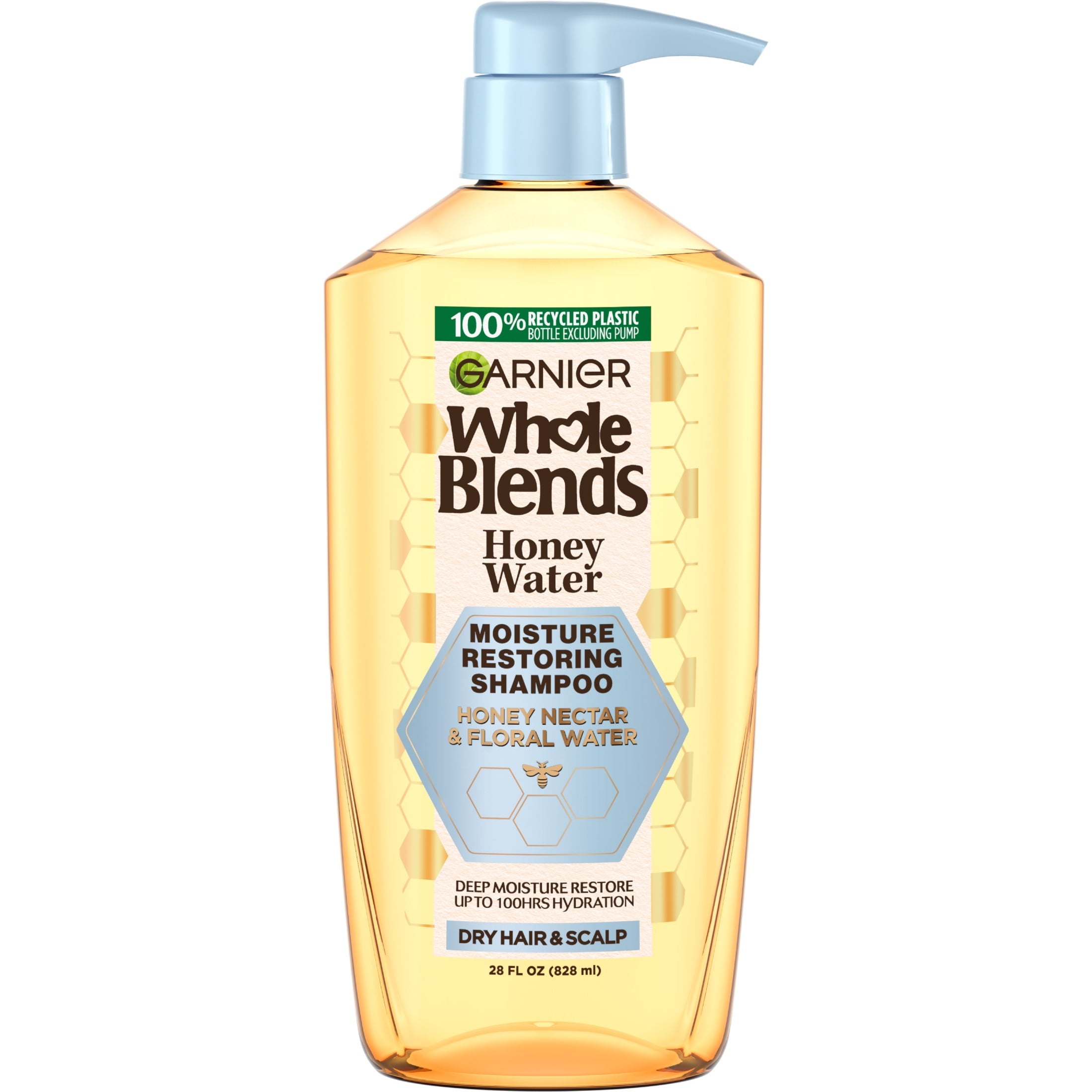 Garnier Whole Blends Honey Water Moisture Restoring Shampoo, Dry Hair, 28 fl oz