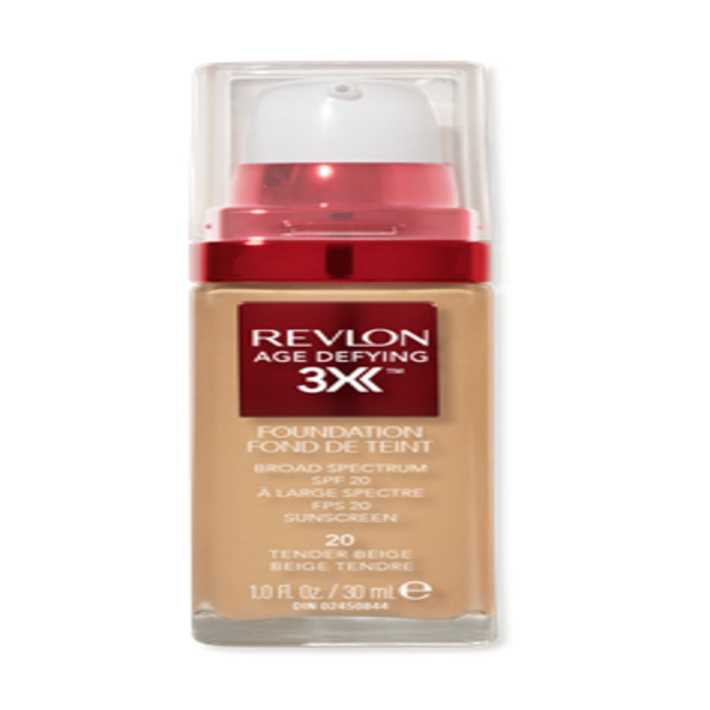Revlon Age Defying 3X Cream Foundation Makeup, SPF 20, Tender Beige, 1 fl oz