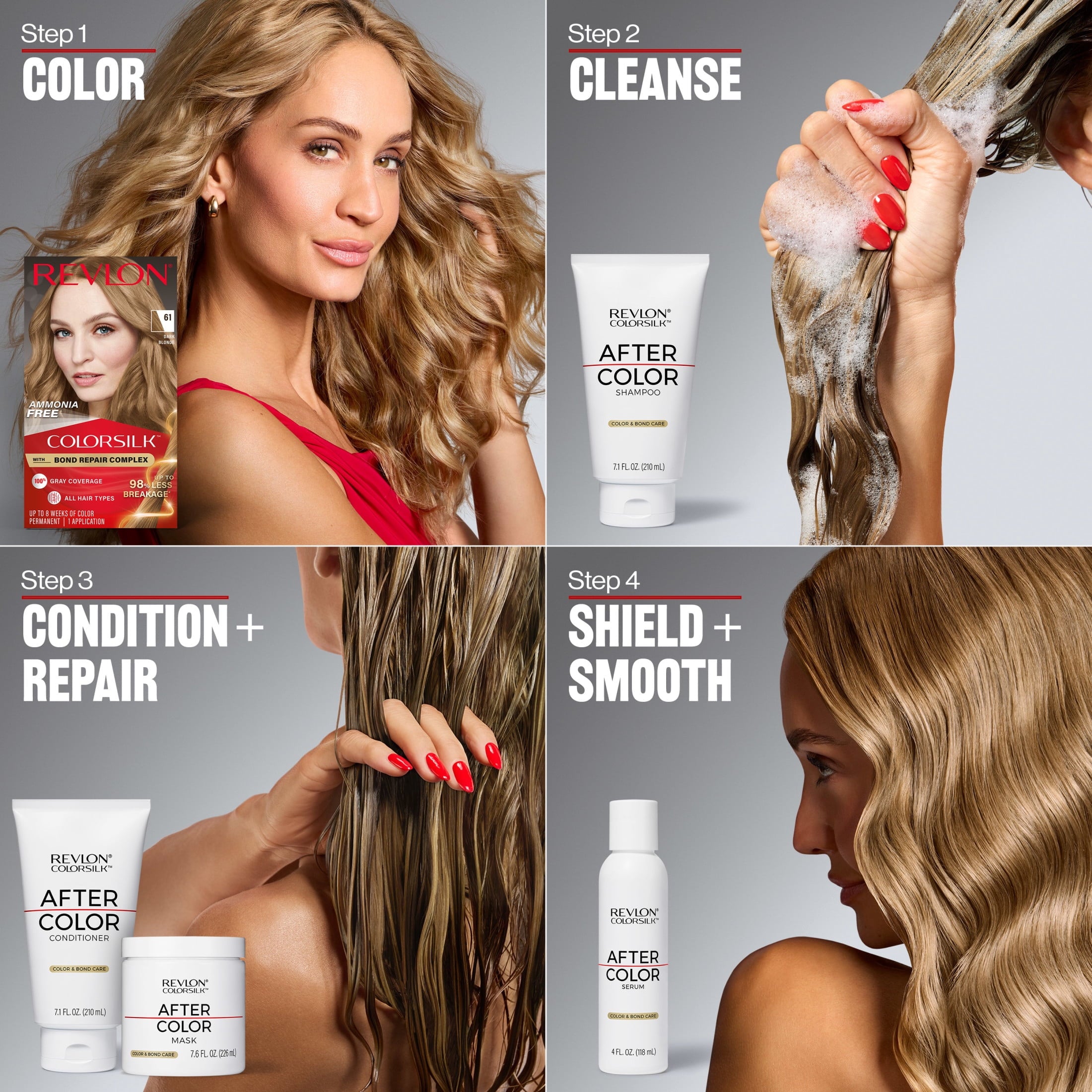 Revlon ColorSilk Permanent Hair Color, Bond Repair Complex, 34 Deep Burgundy, 1 pack