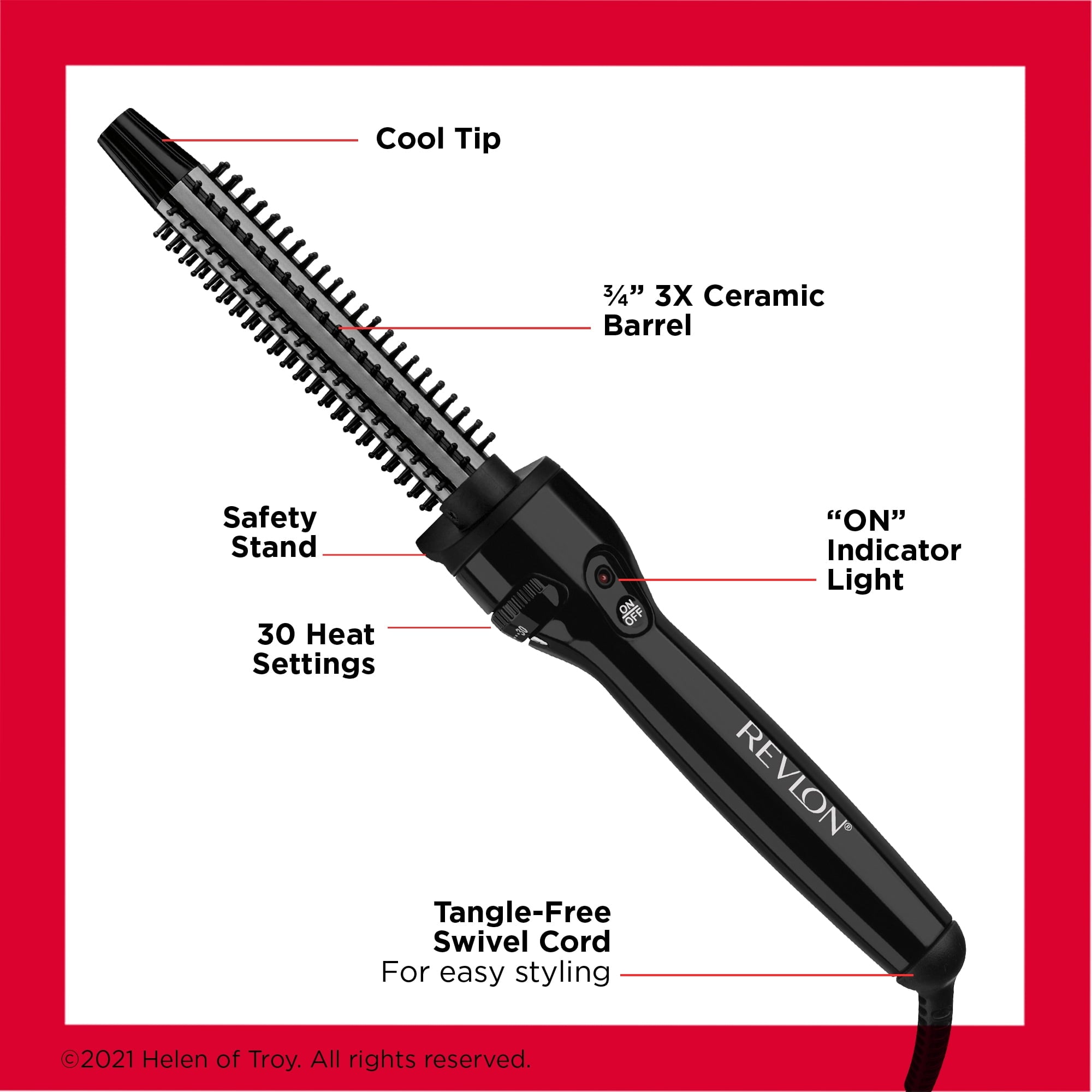 Revlon Perfect Heat 3/4" Triple Ceramic Curling Iron Brush, Black