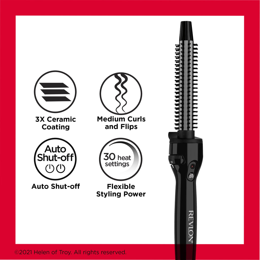 Revlon Perfect Heat 3/4" Triple Ceramic Curling Iron Brush, Black