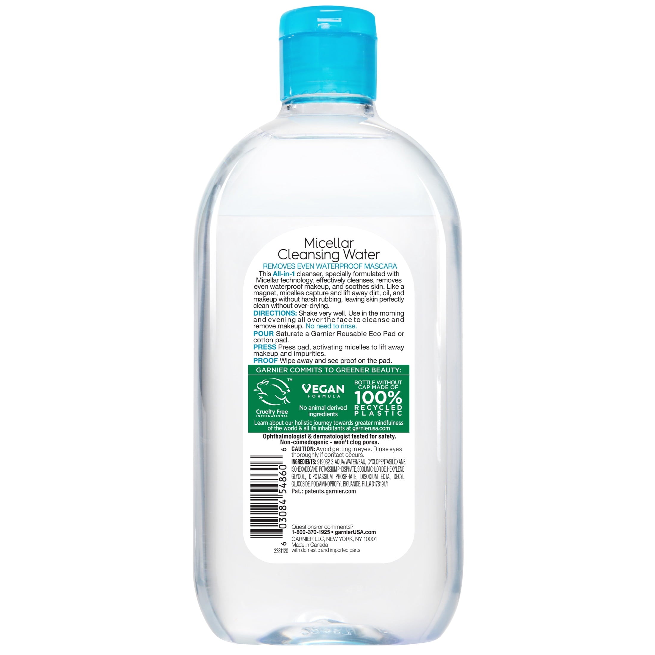Garnier SkinActive Micellar Cleansing Water All in 1 Waterproof Makeup Remover, Face Cleanser, 23.7 fl oz