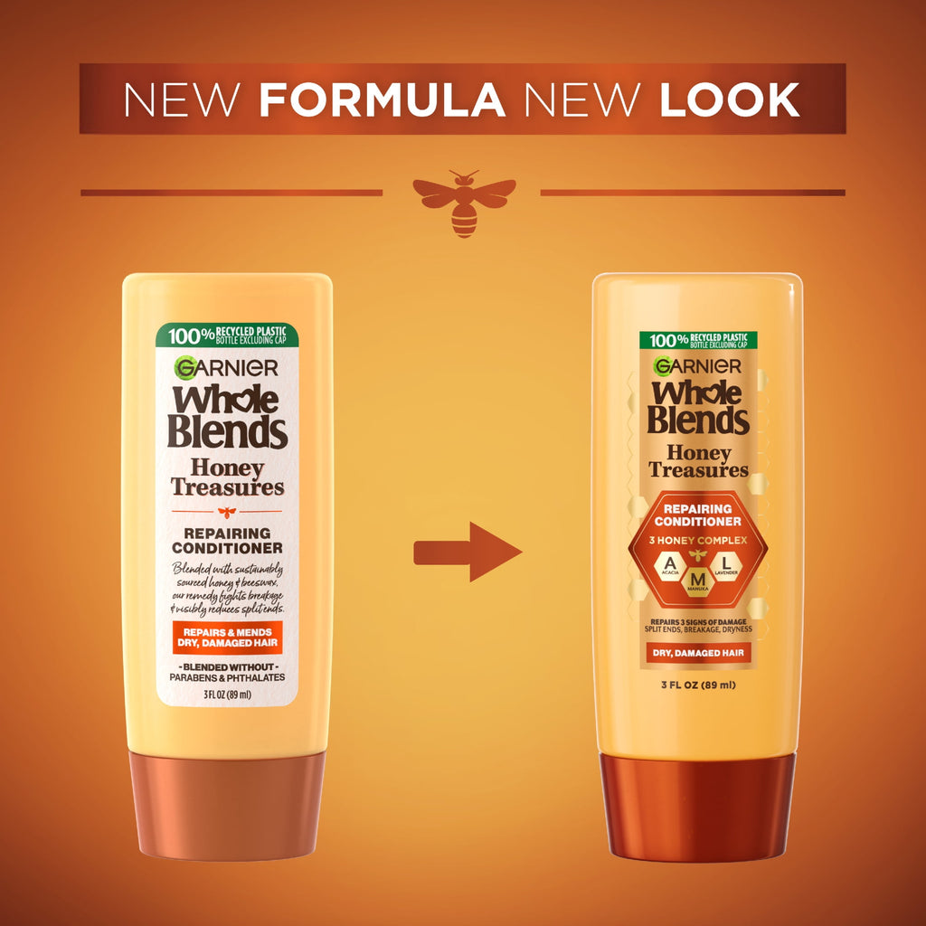 Garnier Whole Blends Repairing Conditioner with Honey Beeswax, 3 fl oz