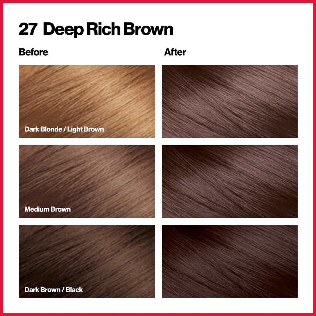 Revlon Colorsilk Beautiful Color Permanent Hair Color 3 Pack, 027 Deep Rich Brown, 3 Pack