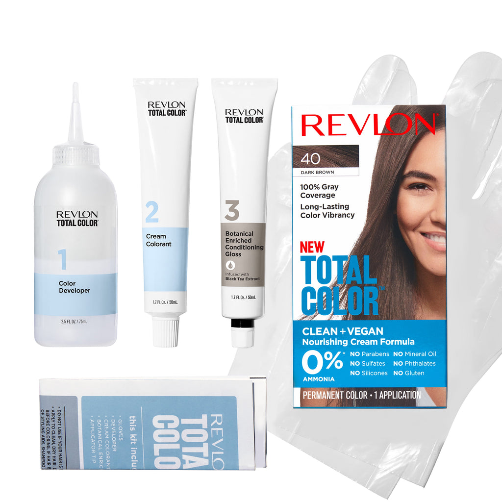 Revlon Total Color Permanent Hair Color, Clean and Vegan, 100% Gray Coverage Hair Dye, 48BV Burgundy, 5.94 fl oz