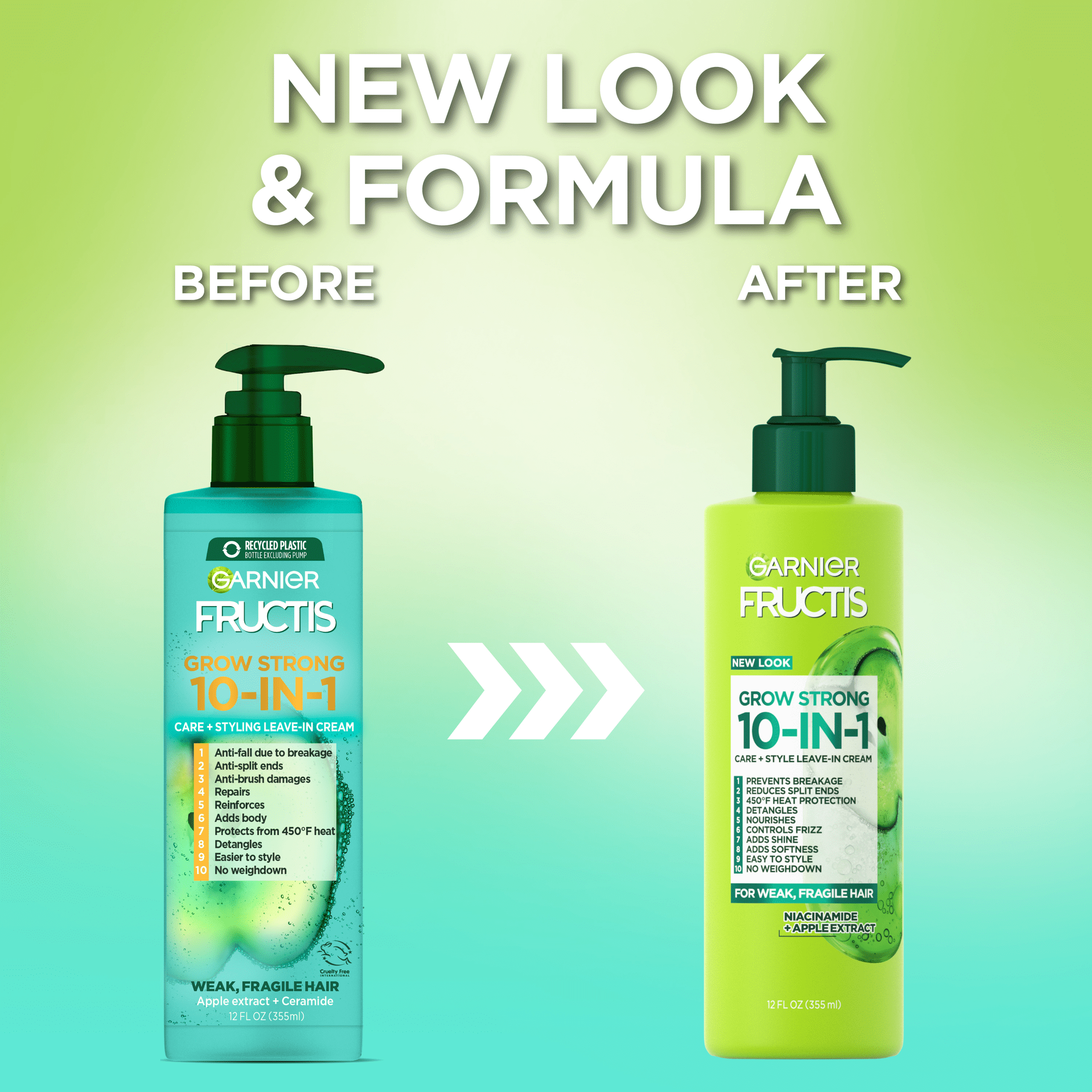 Garnier Fructis Grow Strong 10-in-1 Care and Styling Leave-in Cream, 12 fl oz