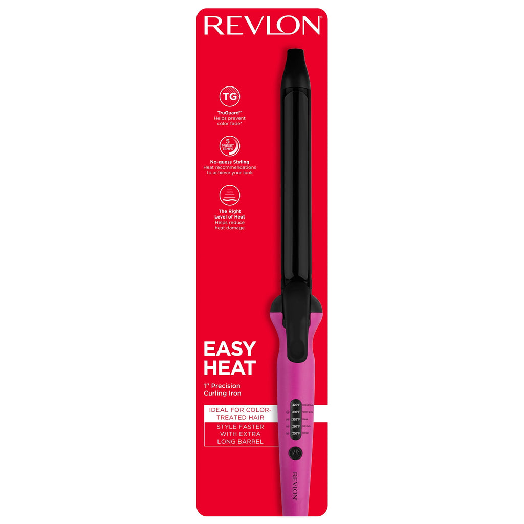 Revlon Easy Heat 1" Precision Curling Iron, Pink
