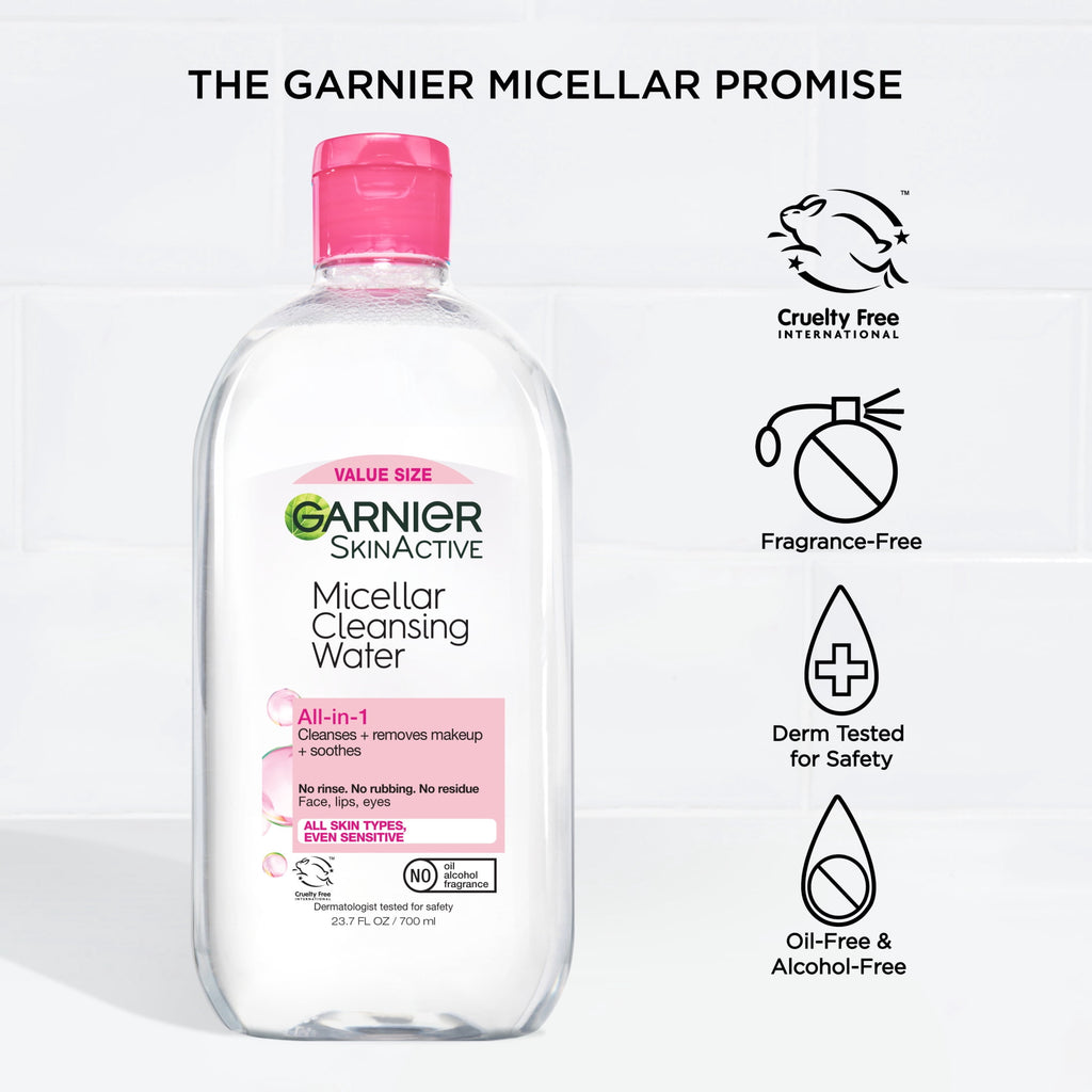 Garnier SkinActive Micellar Cleansing Water All in 1 Makeup Remover, Face Cleanser, 23.7 fl oz