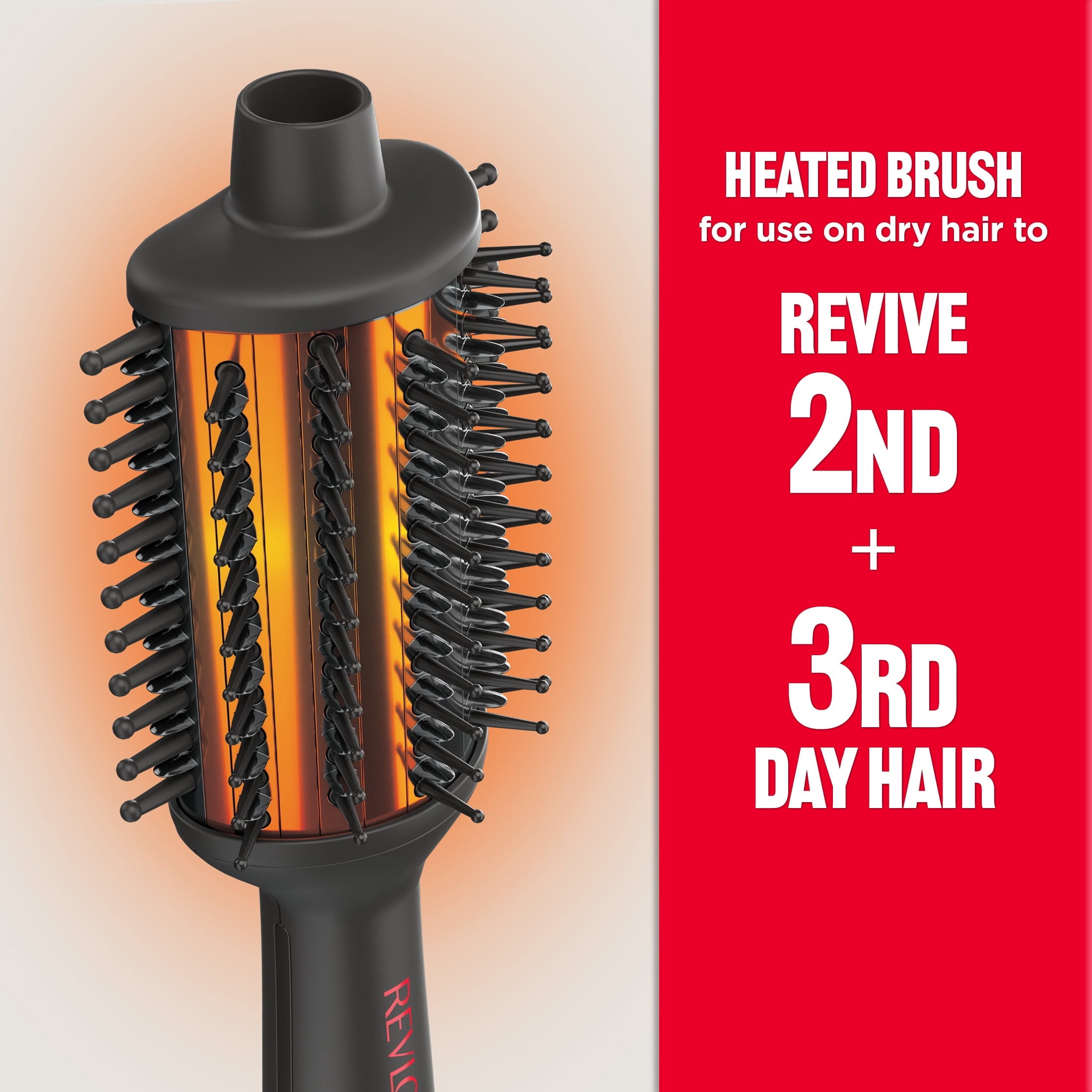 Revlon Revive & Shine Half Barrel Heated Brush to Refresh Hair on Non-Wash Days