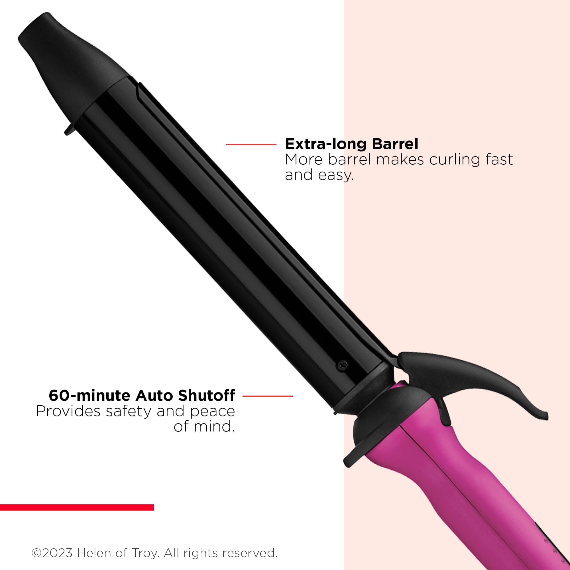 Revlon Easy Heat 1-1/4" Precision Curling Iron, Pink