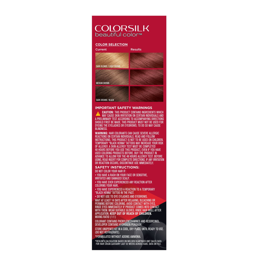 Revlon Colorsilk Beautiful Color Permanent Hair Color 3 Pack, 049 Auburn Brown, 3 Pack