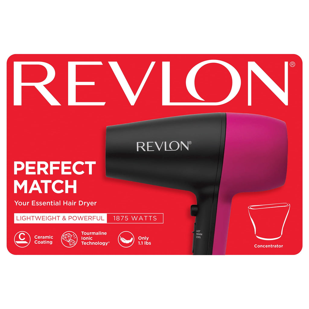 Revlon Perfect Match 1875W Essential Hair Dryer, Pink