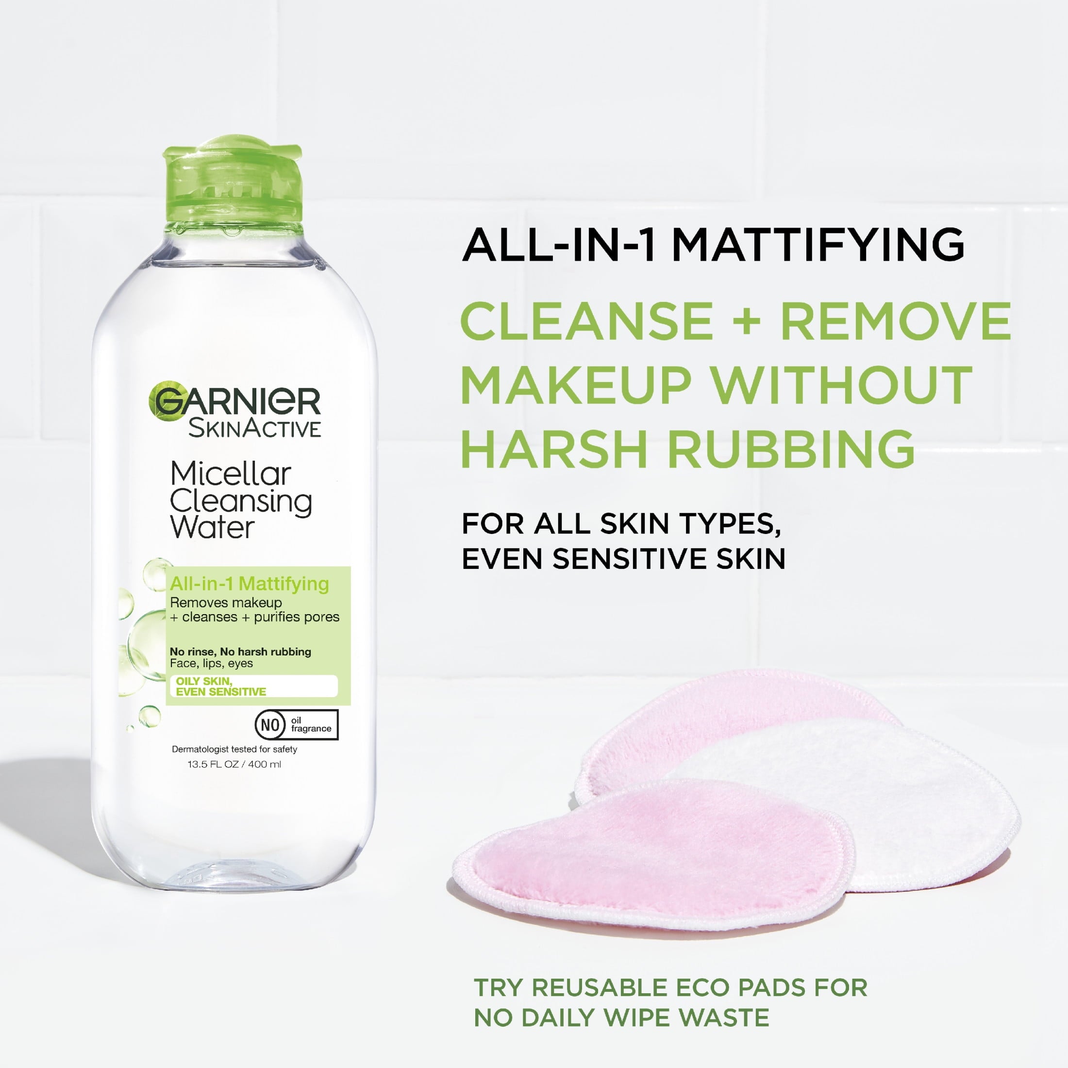 Garnier SkinActive Micellar Cleansing Water for Oily Skin, All in 1 Makeup Remover, Face Cleanser, 13.5 fl oz
