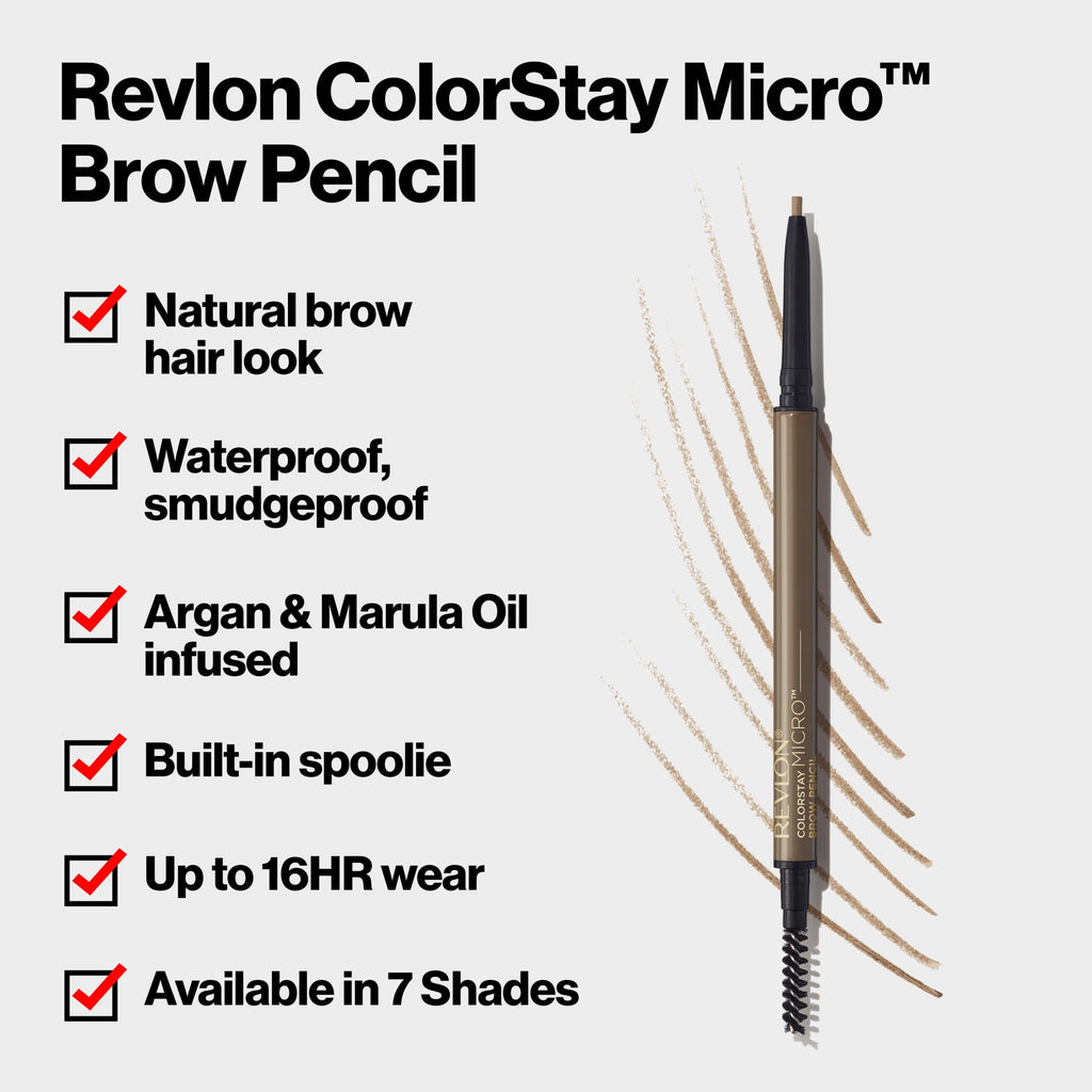 Revlon ColorStay Micro Waterproof and Long Wearing Eyebrow Pencil, 457 Soft Black, 0.003 oz
