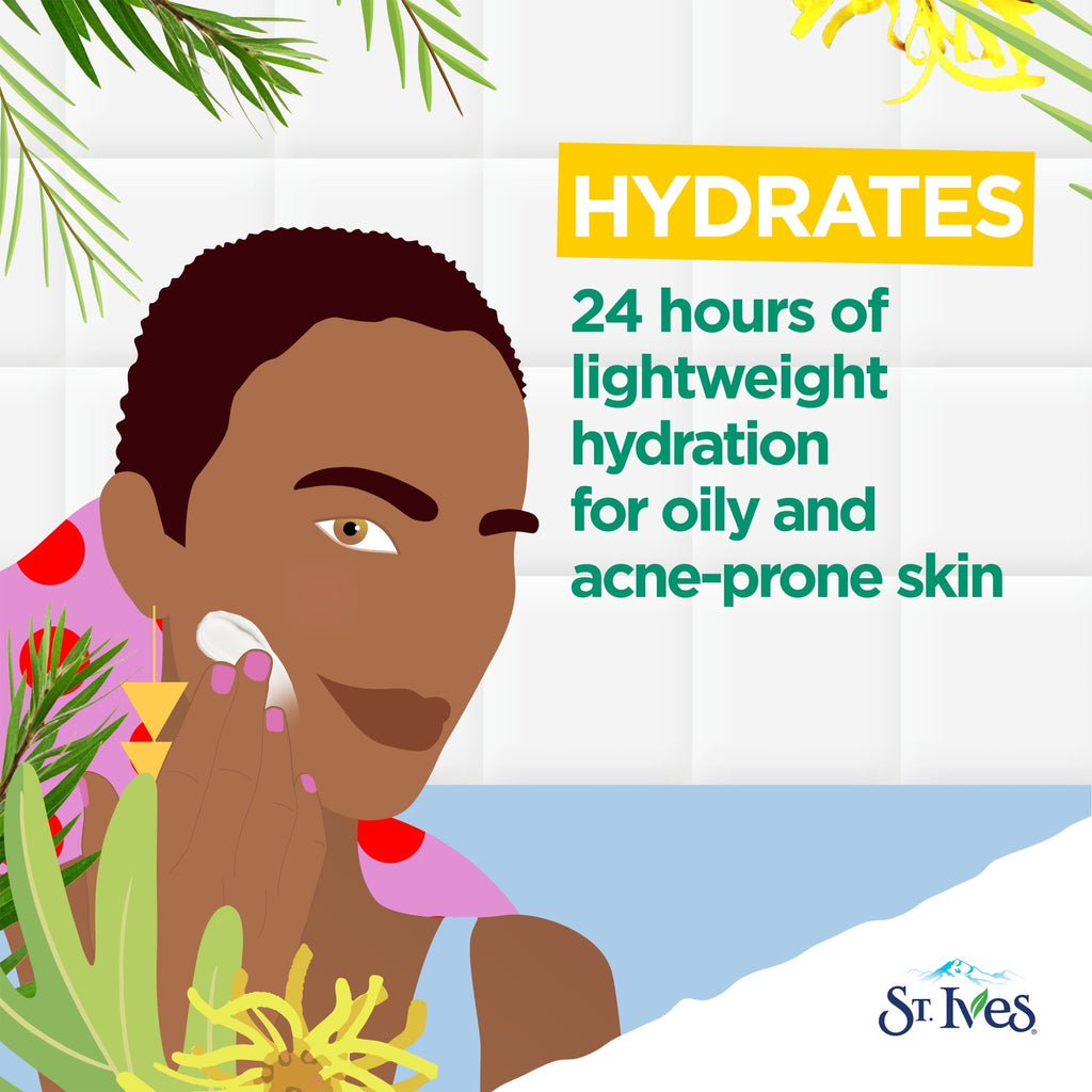 St. Ives Solutions 3-in-1 SPF 25 Moisturizer Hydrates and Balances Oily to Acne Prone Skin, Sheer SPF Clear Skin Made with 100% Natural Tea Tree Extract and Witch Hazel 3 oz
