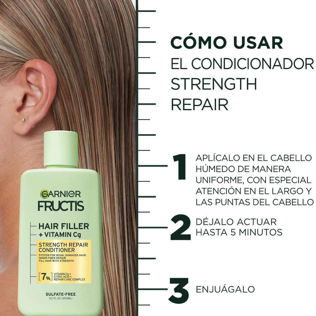 Garnier Fructis Hair Filler Strength Squeeze Repair Conditioner with Vitamin Cg, 10.1 fl oz