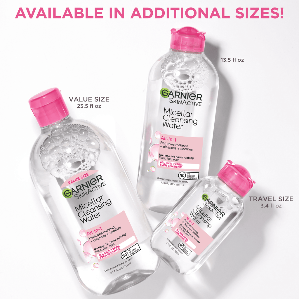 Garnier SkinActive Micellar Cleansing Water All in 1 Makeup Remover, Face Cleanser, 3.4 fl oz