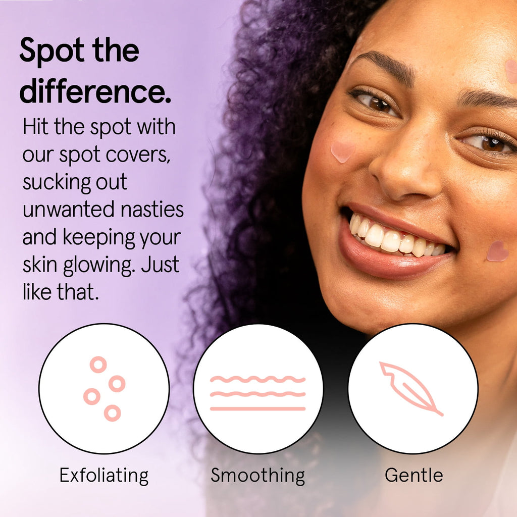 Grace & Stella Hydrocolloid Acne Patches & Spot Stickers, All Skin Types, 36 Piece Multishape Purple, Pink pack