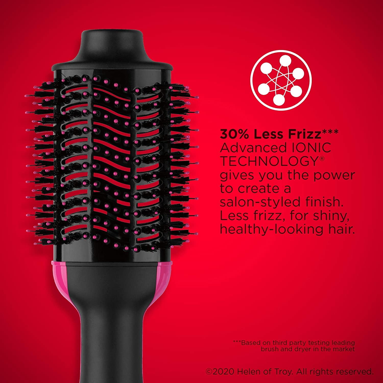 Revlon One-Step Hair Dryer and Volumizer 4.25" Nylon Hot Air Brush, Ionic, Black