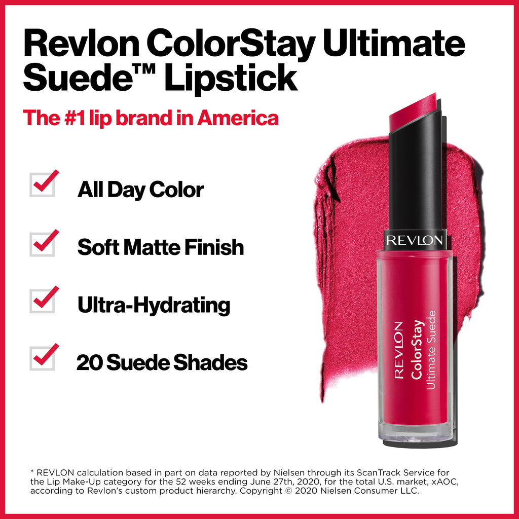 Revlon ColorStay Ultimate Suede Lipstick, Longwear Soft, Ultra-Hydrating High-Impact Lip Color, Formulated with Vitamin E, 002 Ingenue, 0.048 oz