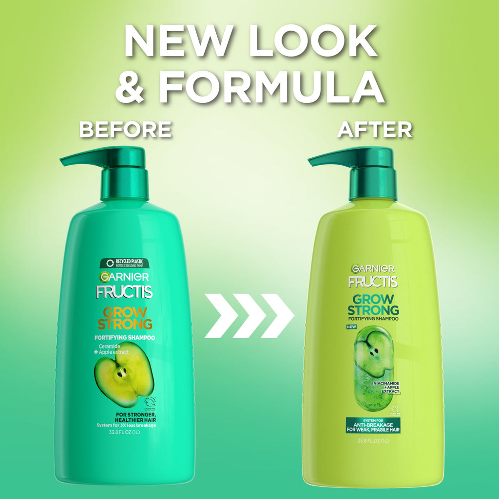 Garnier Fructis Grow Strong Fortifying Shampoo with Active Fruit Protein, All Hair Types, 33.8 fl oz
