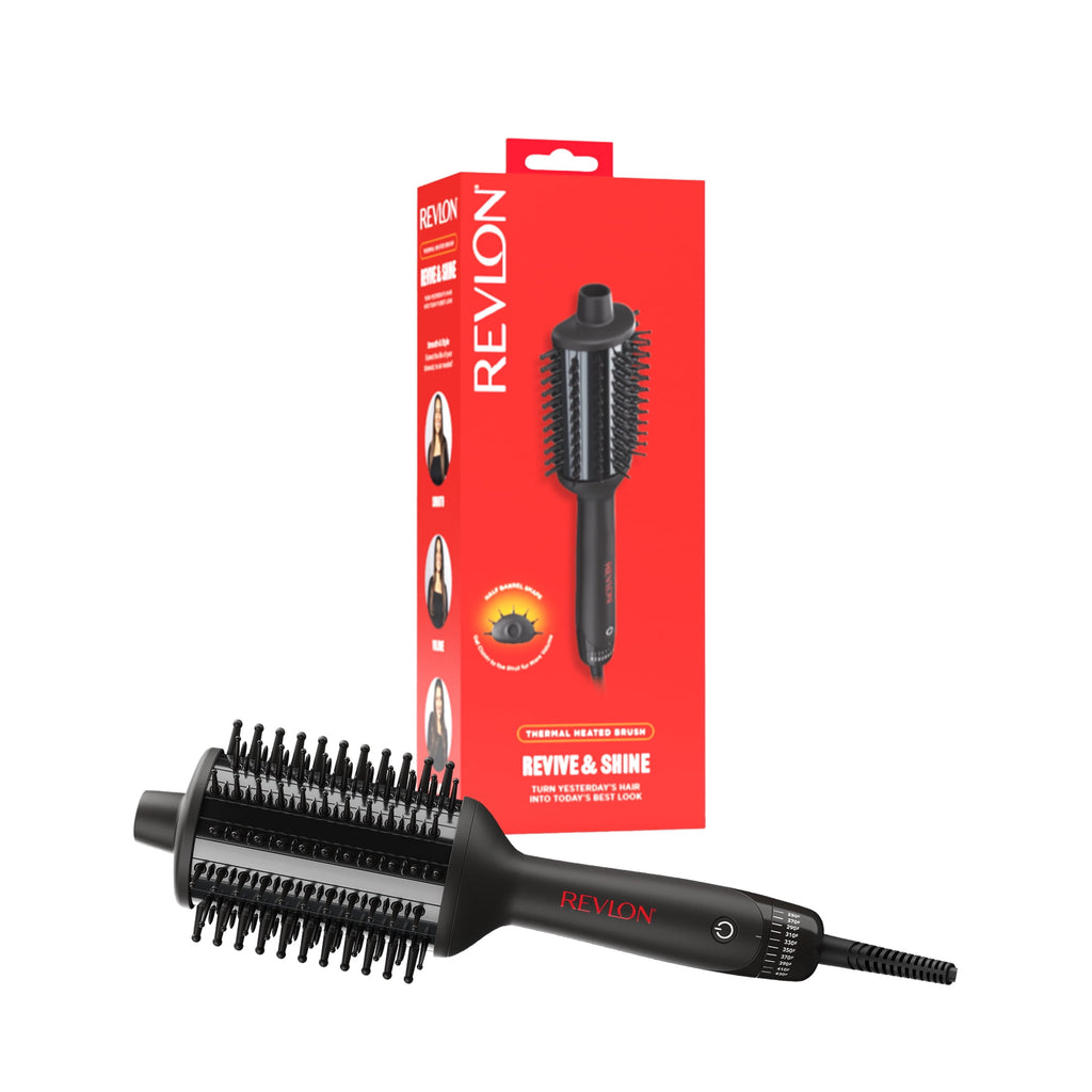 Revlon Revive & Shine Half Barrel Heated Brush to Refresh Hair on Non-Wash Days