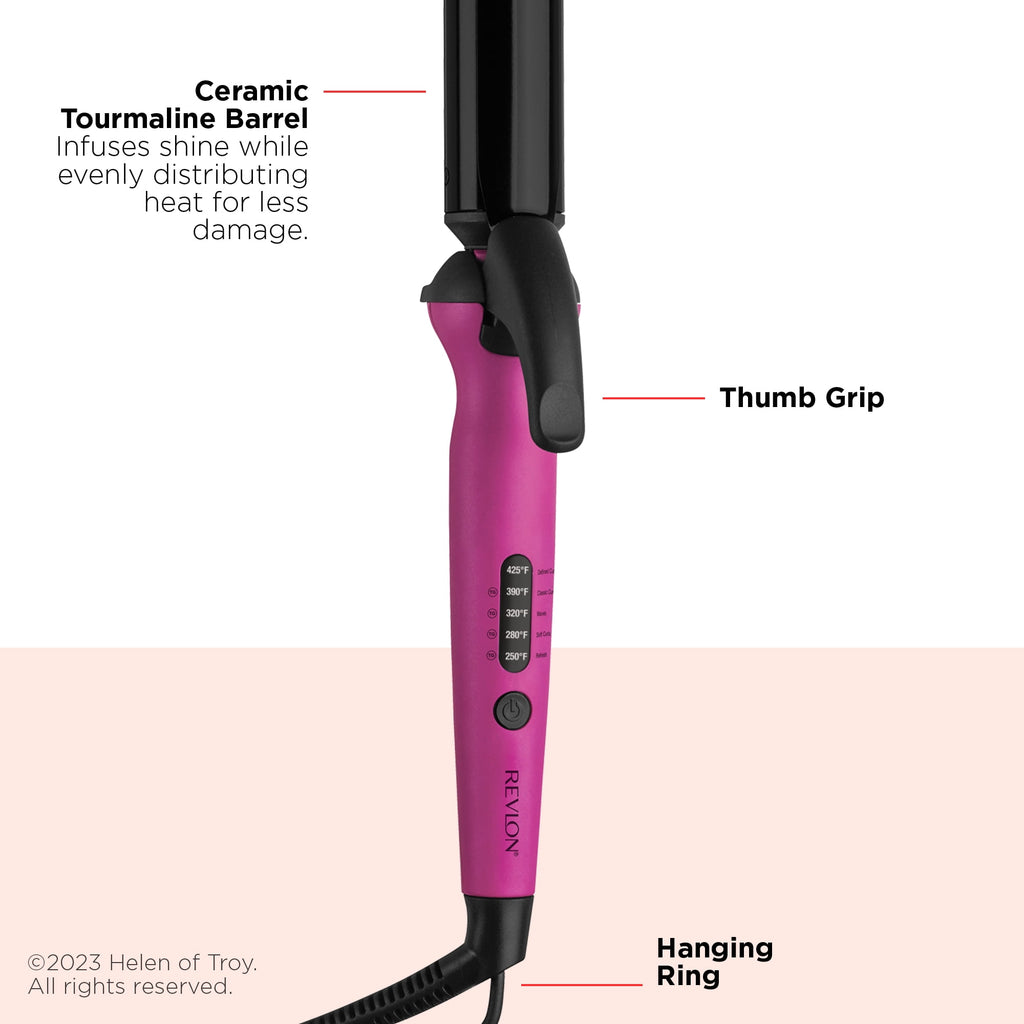Revlon Easy Heat 1-1/4" Precision Curling Iron, Pink